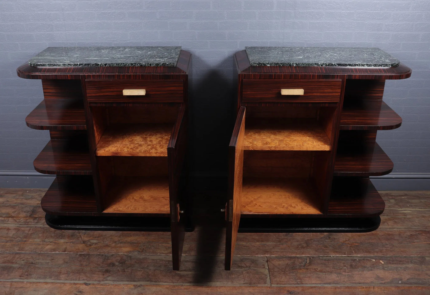 Pair of French Art Deco Macassar Ebony Cabinets