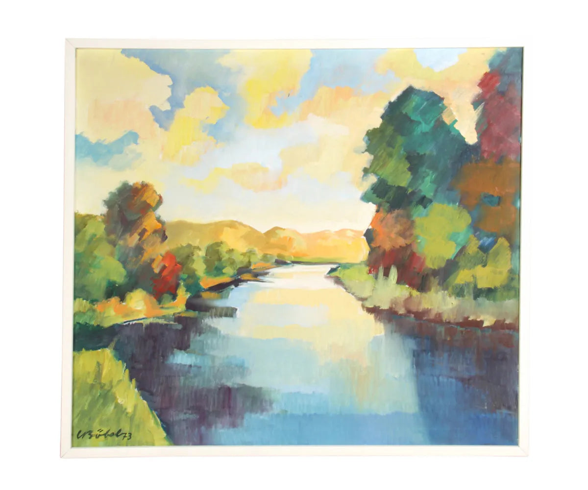 Mid Century Oil Painting of the River