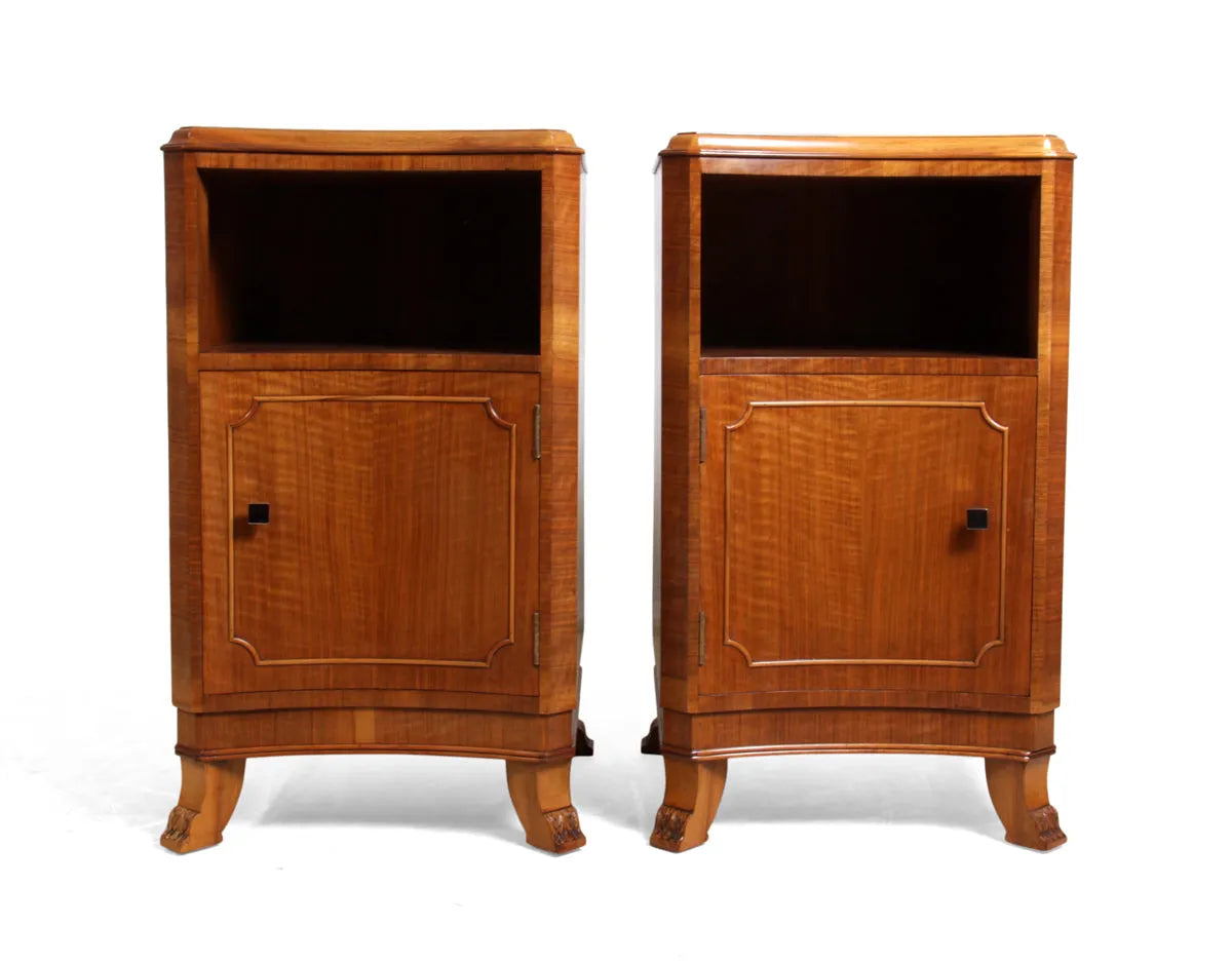 Art Deco Bedside Cabinets in Walnut c1930