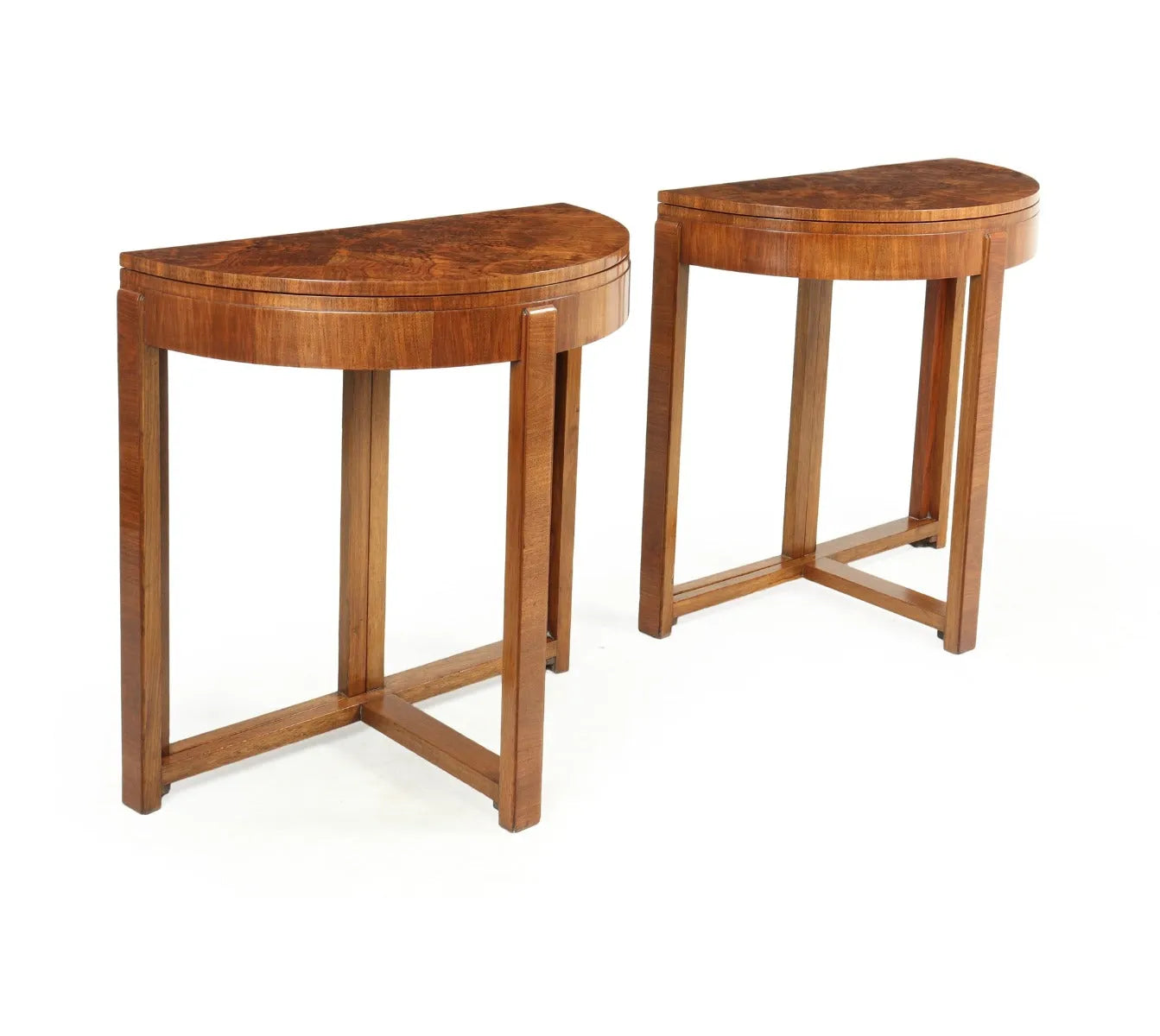 Pair of Art Deco Walnut Card / Console Tables