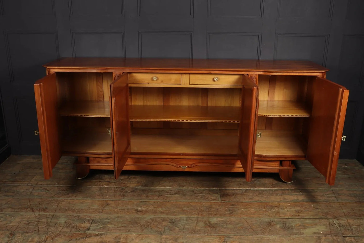 Walnut Parquetry Sideboard by Jules Leleu open