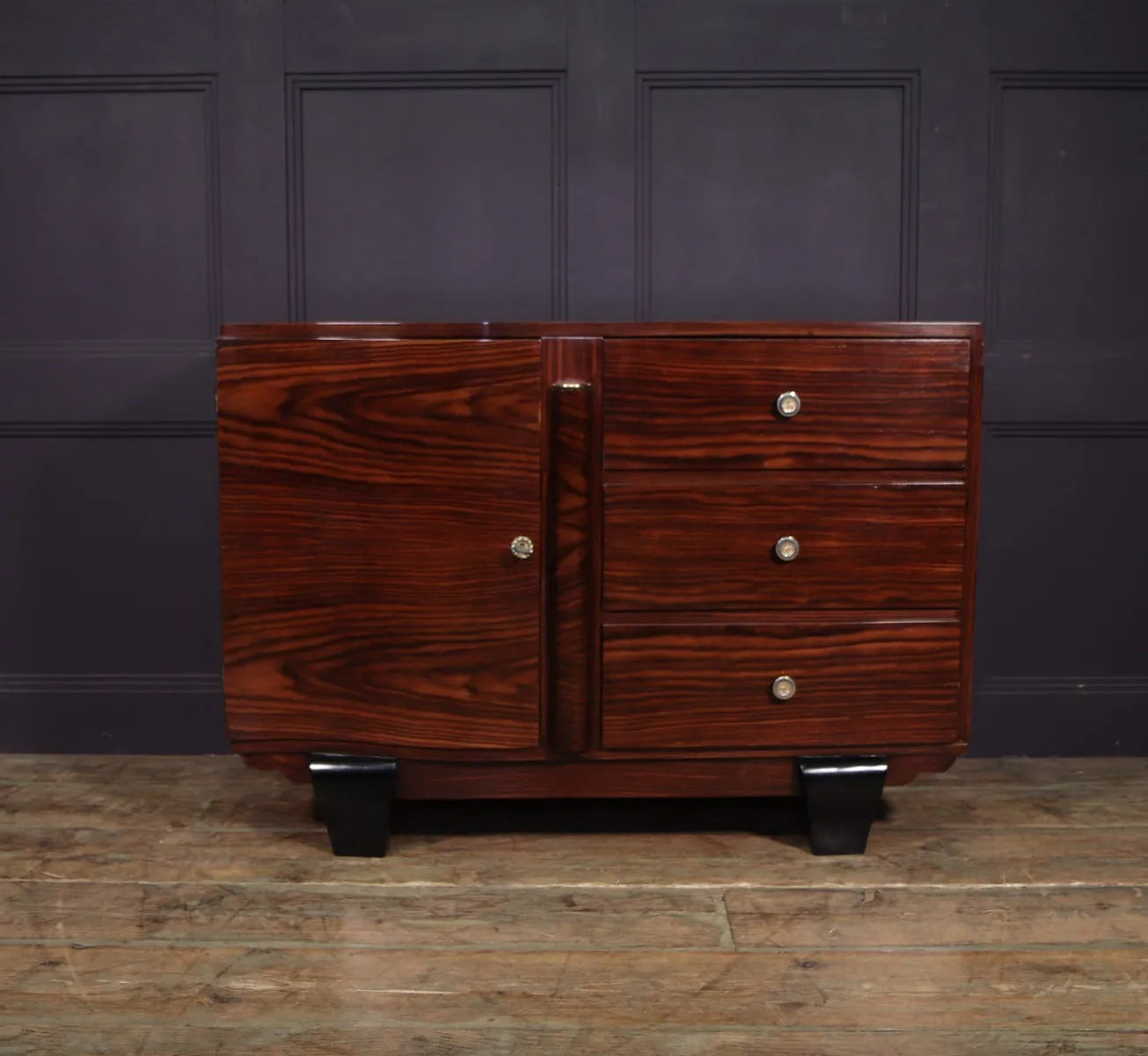 Small French Art Deco sideboard in Macassar ebony