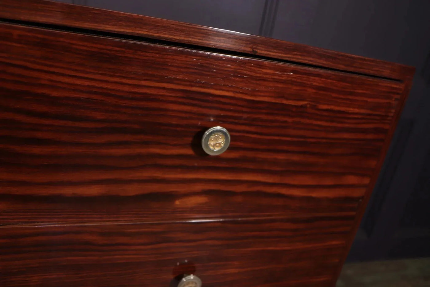 Small French Art Deco sideboard in Macassar ebony handle