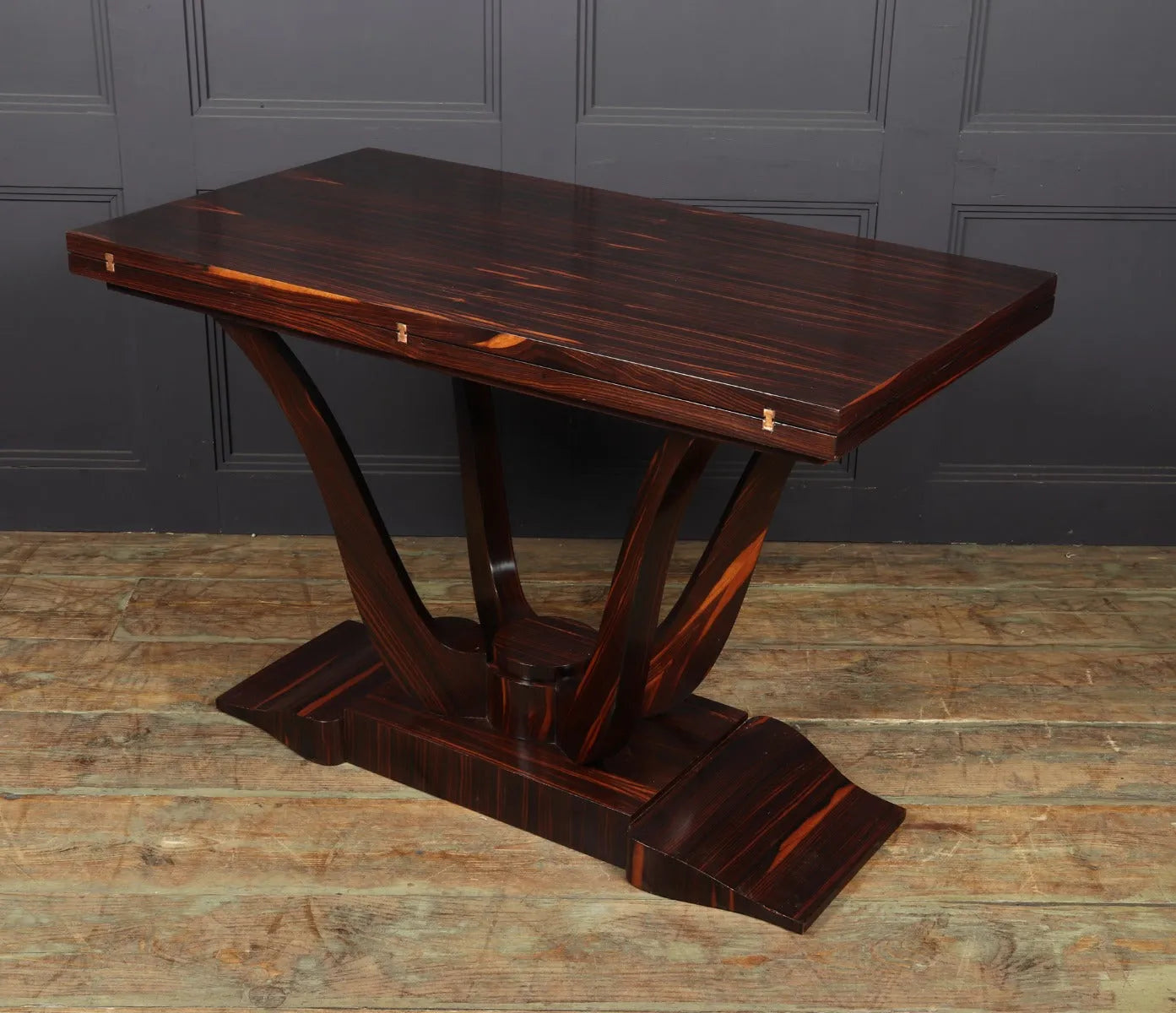 French Art Deco Macassar Ebony Flip over Console Table