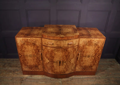 English Burr walnut Art Deco Walnut Sideboard