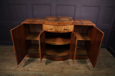 English Burr walnut Art Deco Walnut Sideboard