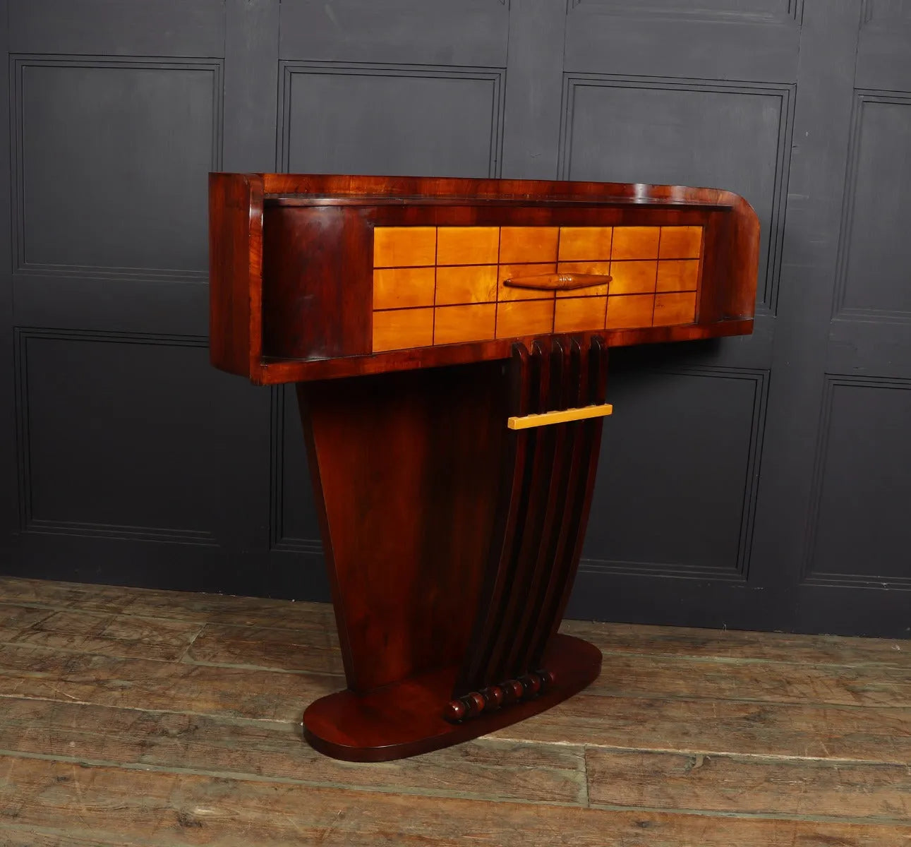 Italian Art Deco Console Table In Walnut