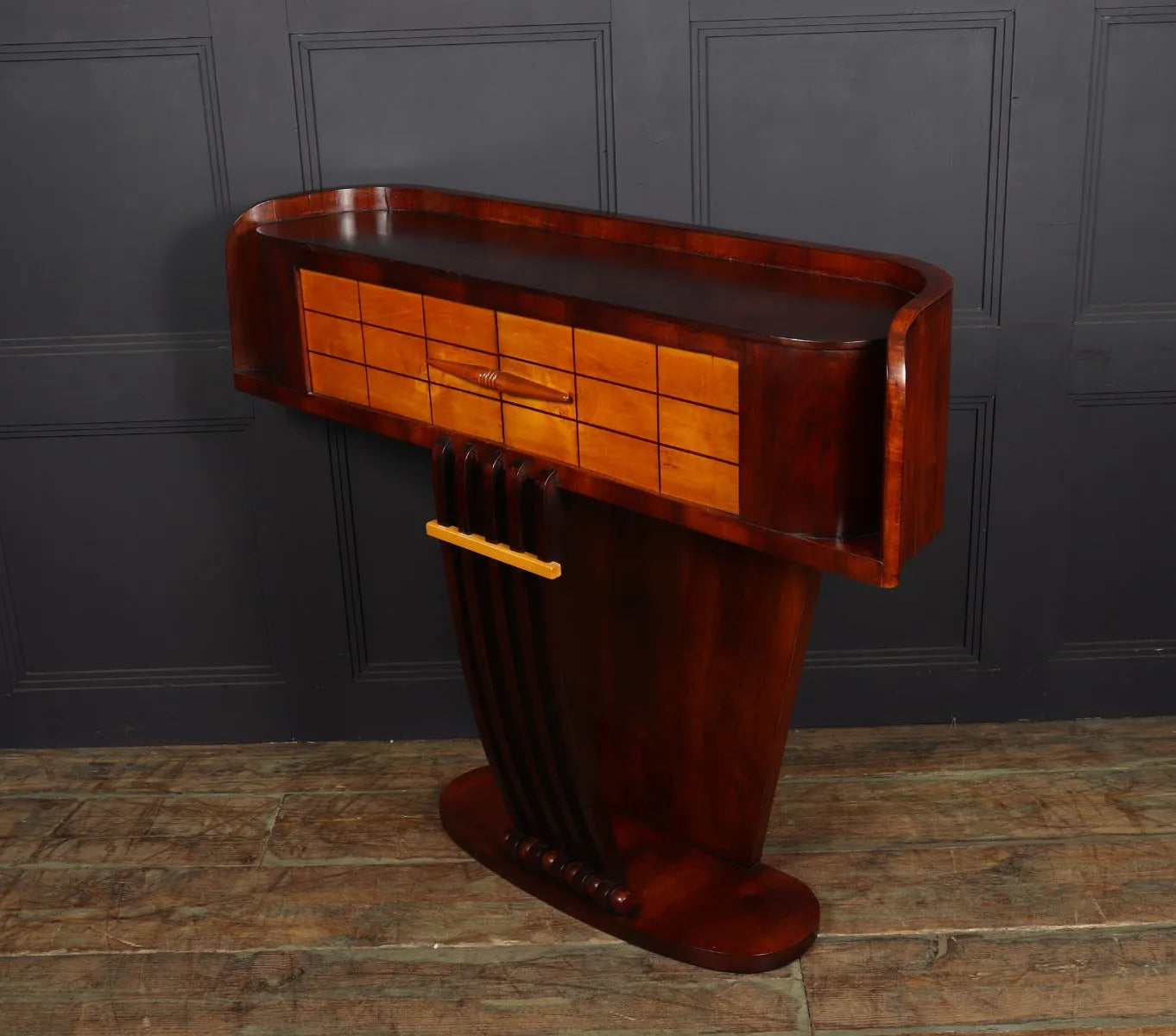 Italian Art Deco Console Table In Walnut