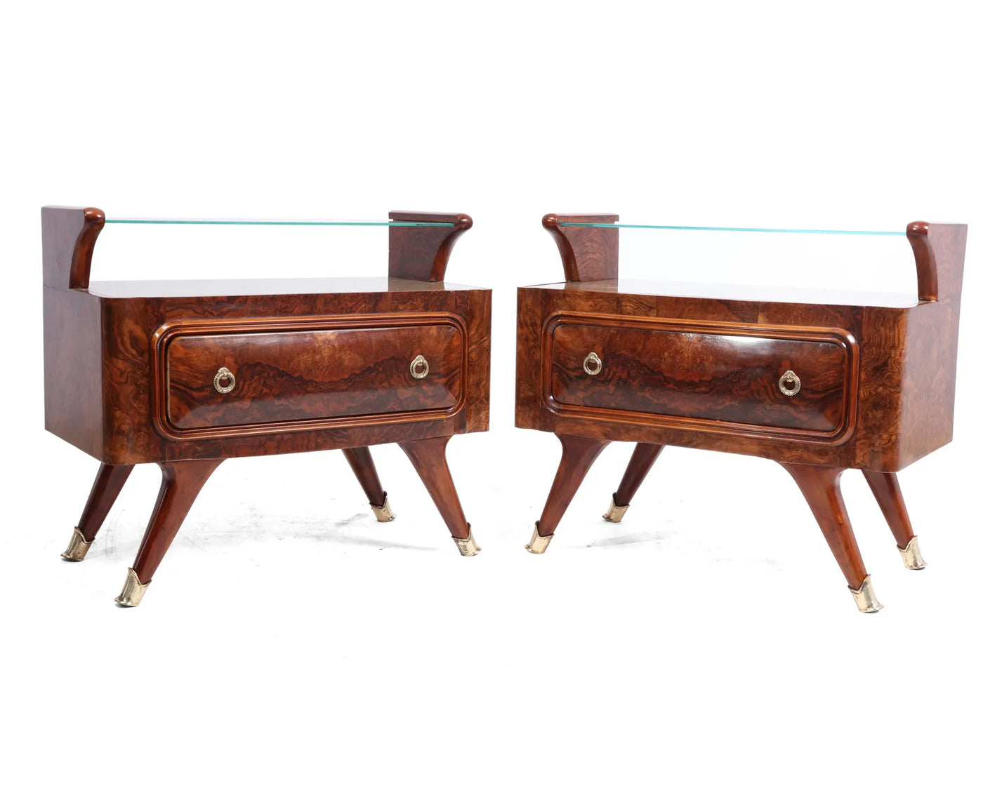 Italian Mid Century Walnut Bedside Chests