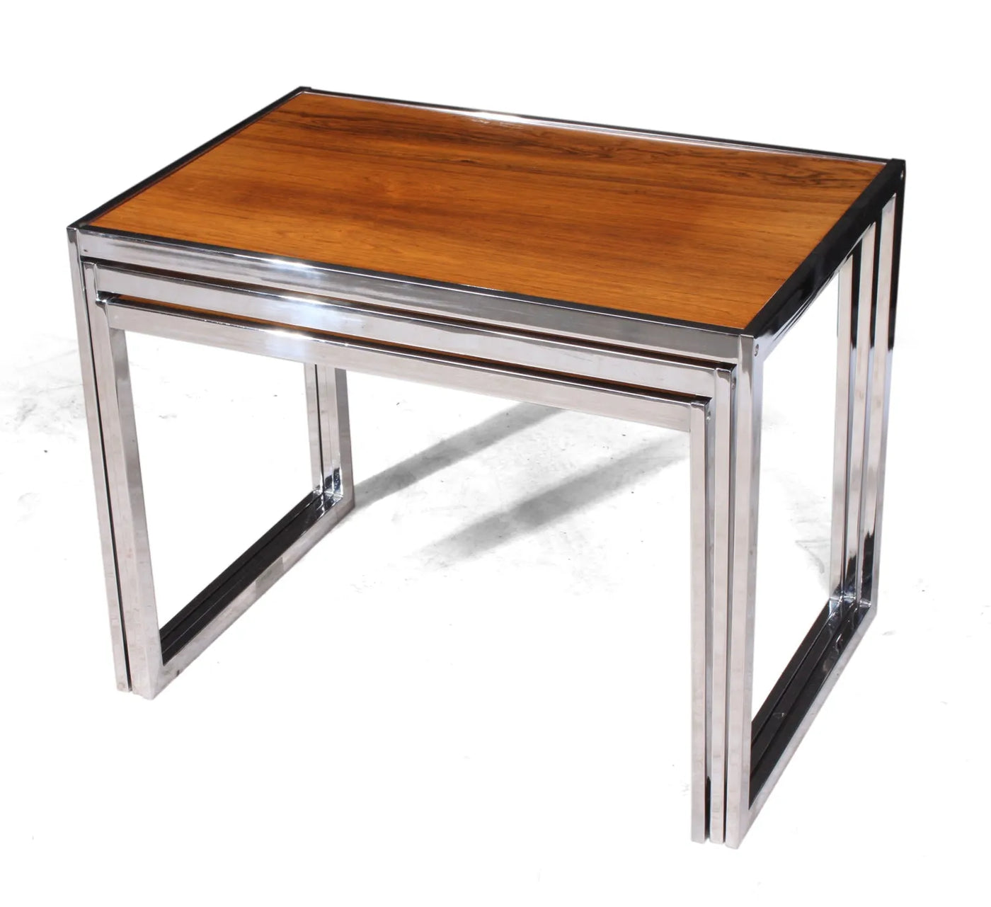 Vintage Rosewood and Chrome Nest of Tables by MDA