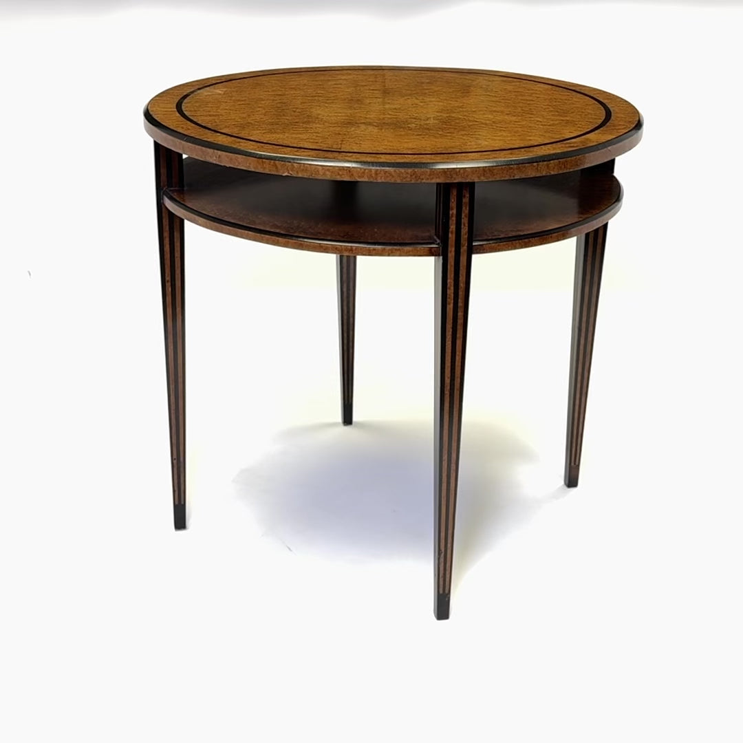 French Art Deco Table in Birdseye Maple and Ebony