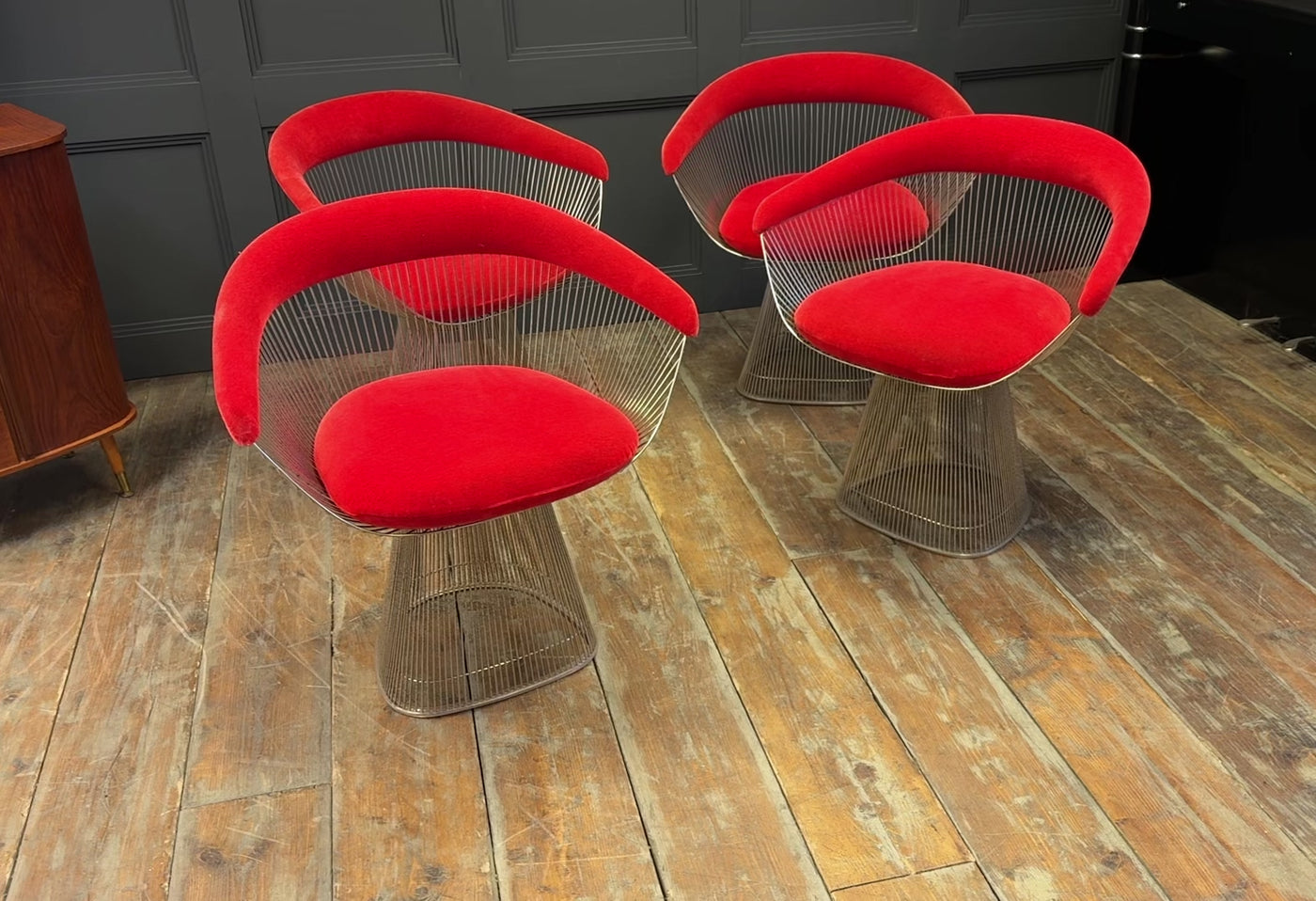 Set of Four Warren Platner Dining Armchairs for Knoll, 1960s