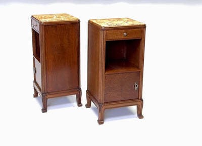 Pair of Art Nouveau Bedside Cabinets in Walnut