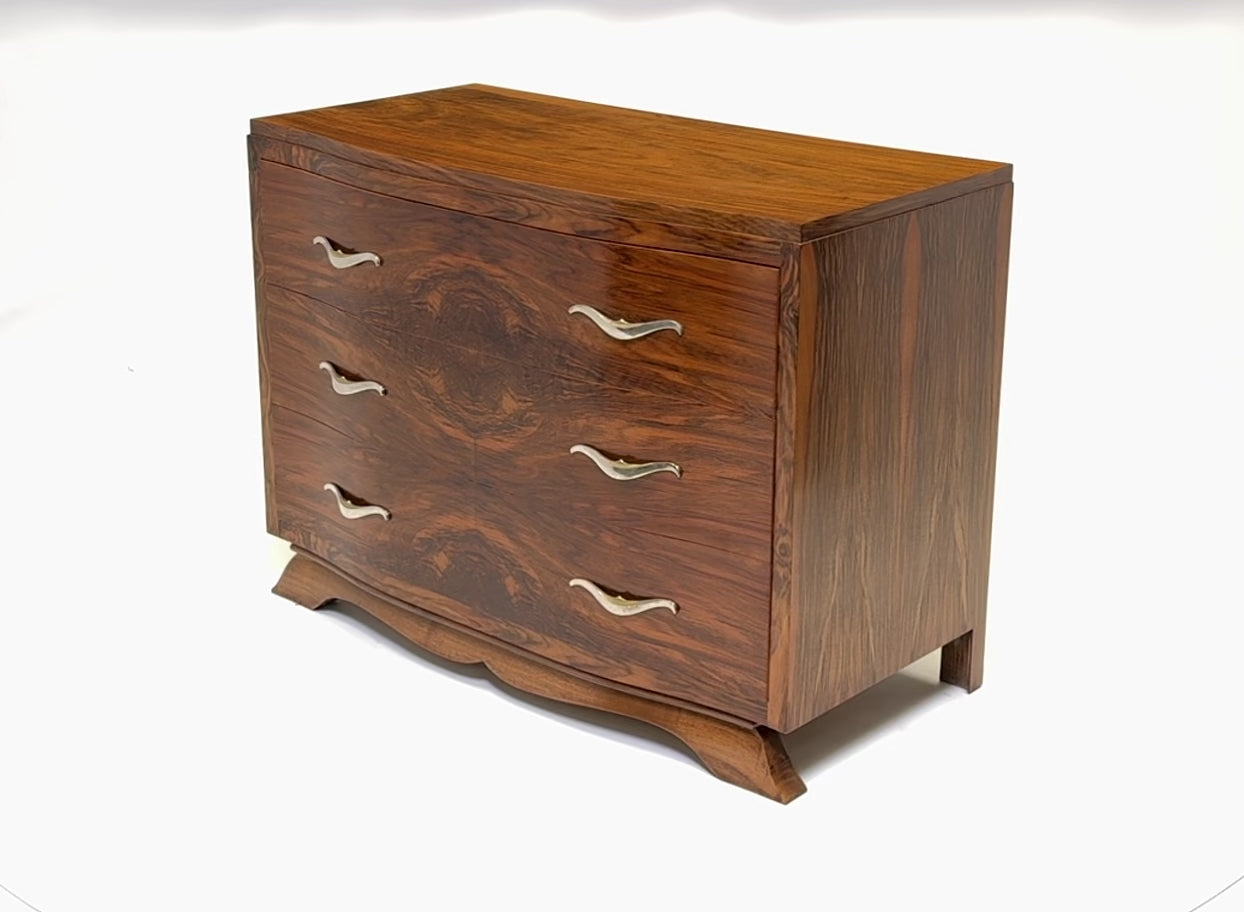 French Art Deco Walnut Chest of Drawers 