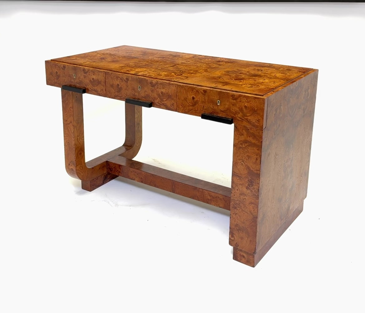 French Art Deco Desk in Burr Maple