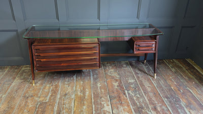 Mid century Italian Desk by Dassi in Macassar Ebony