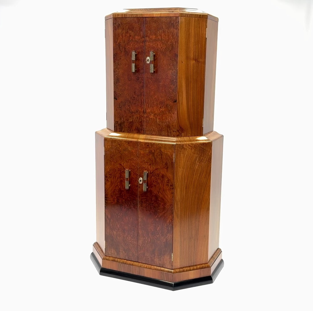 Art Deco Burr Walnut Cocktail Cabinet