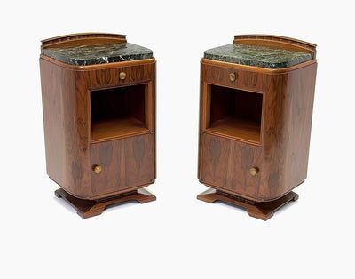 Pair of French Art Deco Walnut Bedside Cabinets