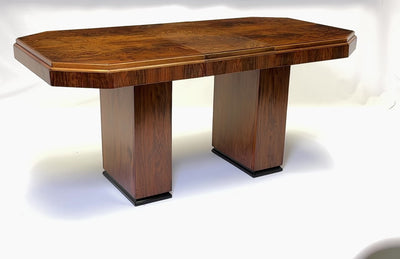 English Art Deco Walnut Extending Dining Table