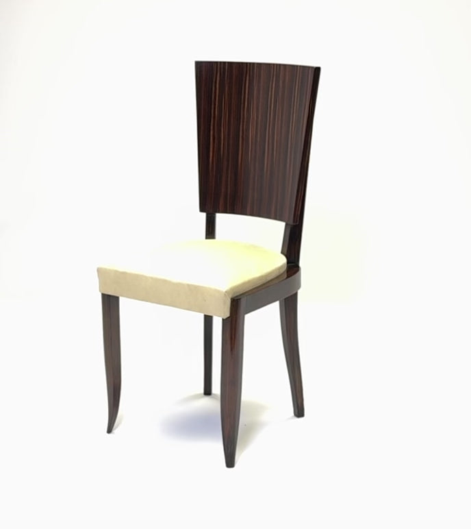 Set of Eight French Art Deco Macassar Ebony Dining Chairs, c.1930s