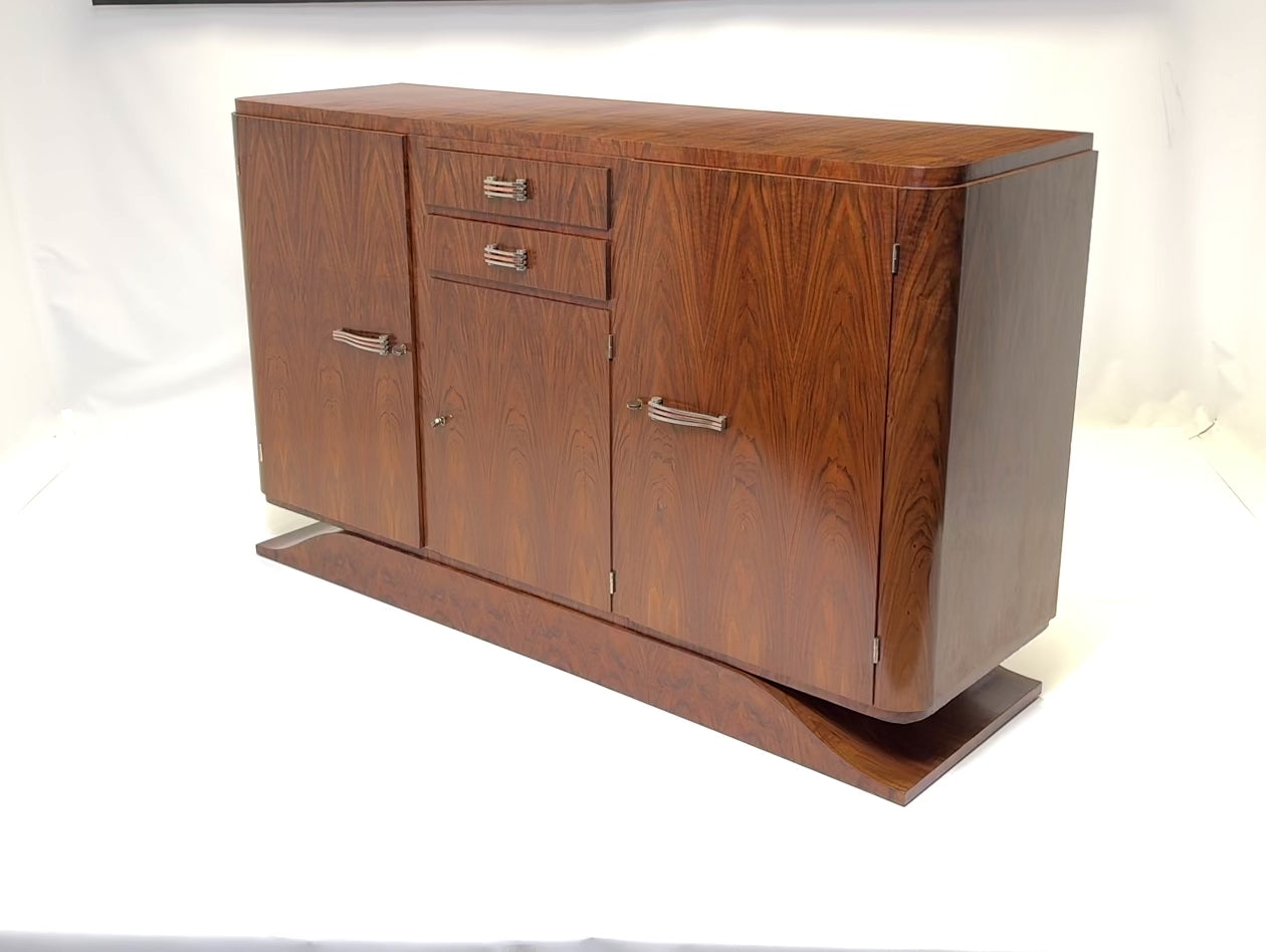 1925 Art Deco Figured Walnut Sideboard