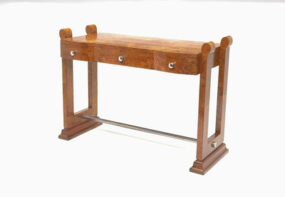 French Art Deco Burr Maple Console Table, c.1930s