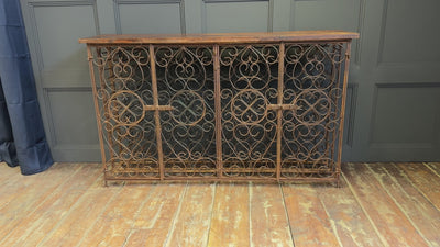 Vintage Wrought Iron French Wine Rack Cabinet