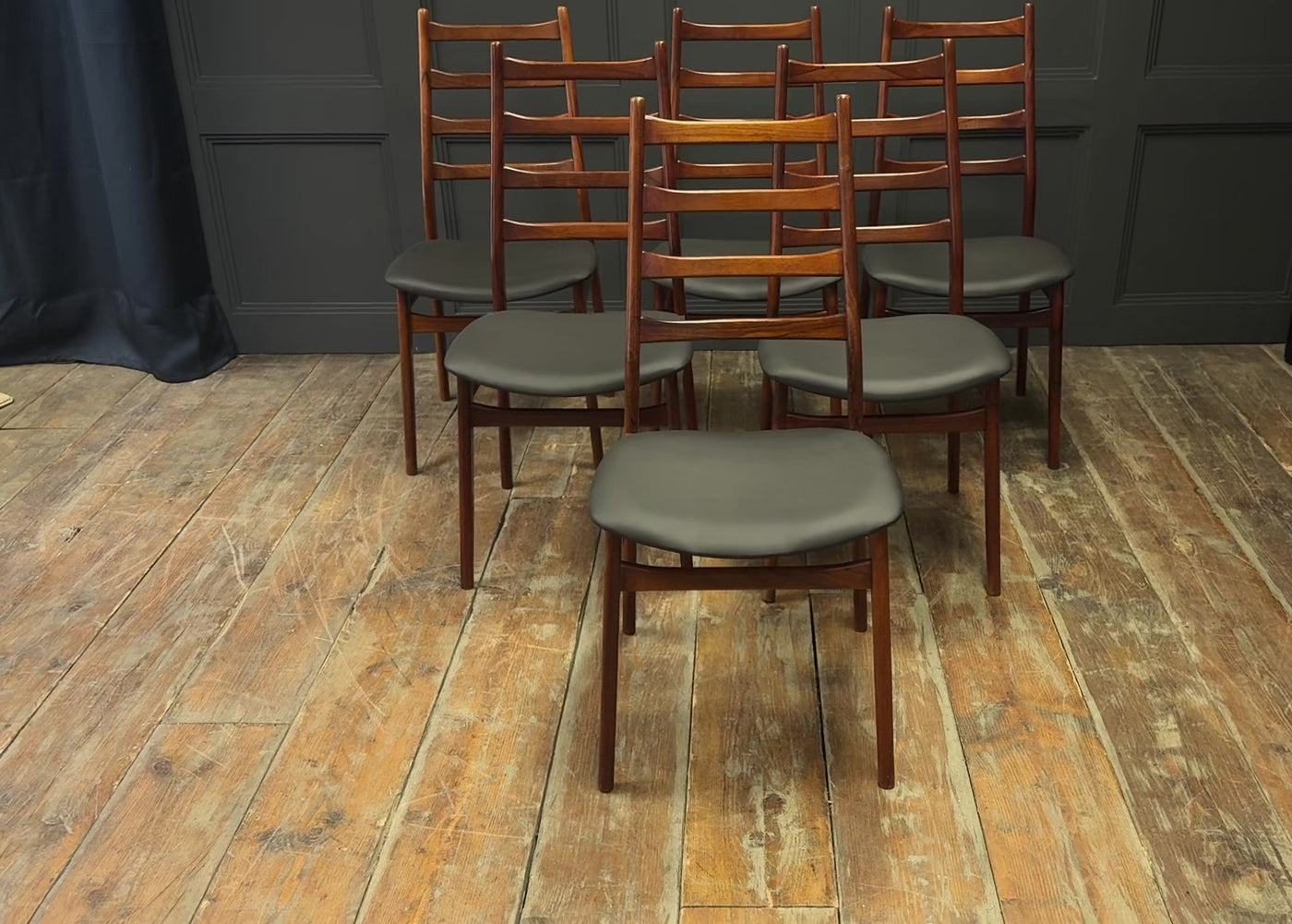Set of Six Mid Century Rosewood Dining Chairs by Casala
