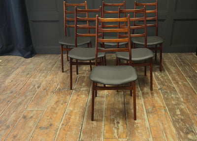 Set of Six Mid Century Rosewood Dining Chairs by Casala
