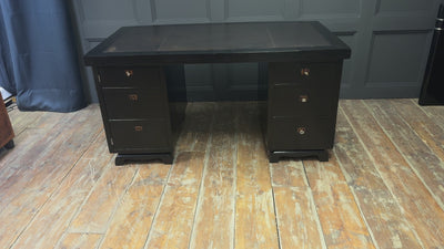 French Art Deco Ebonised Desk with Leather Top