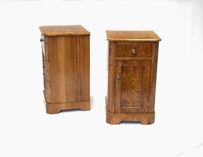 Pair of English Antique Burr Walnut Bedside Cabinets