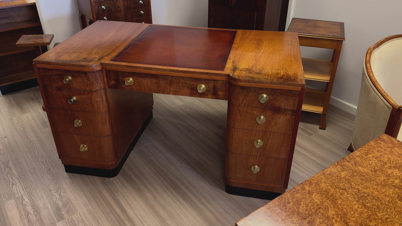Art Deco Walnut Desk by Waring and Gillow