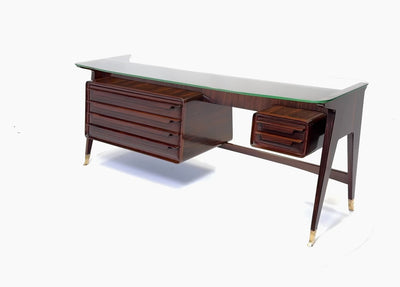 Mid century Italian Desk by Dassi in Macassar Ebony