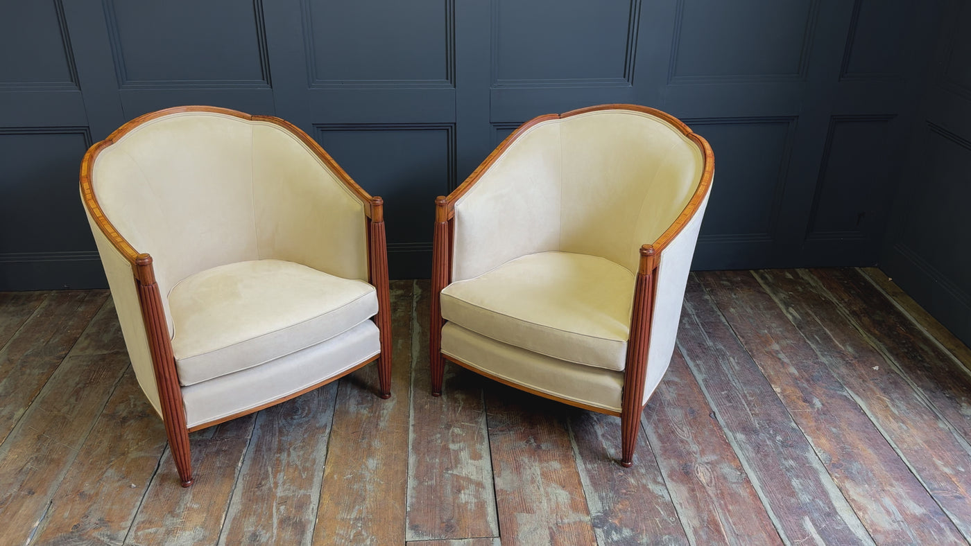 Pair of French Art Deco Armchairs by Dominique