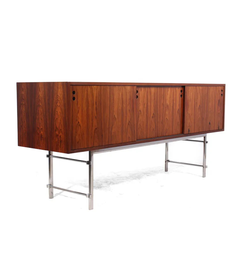 Scandinavian Rosewood Sideboard with Chrome Legs