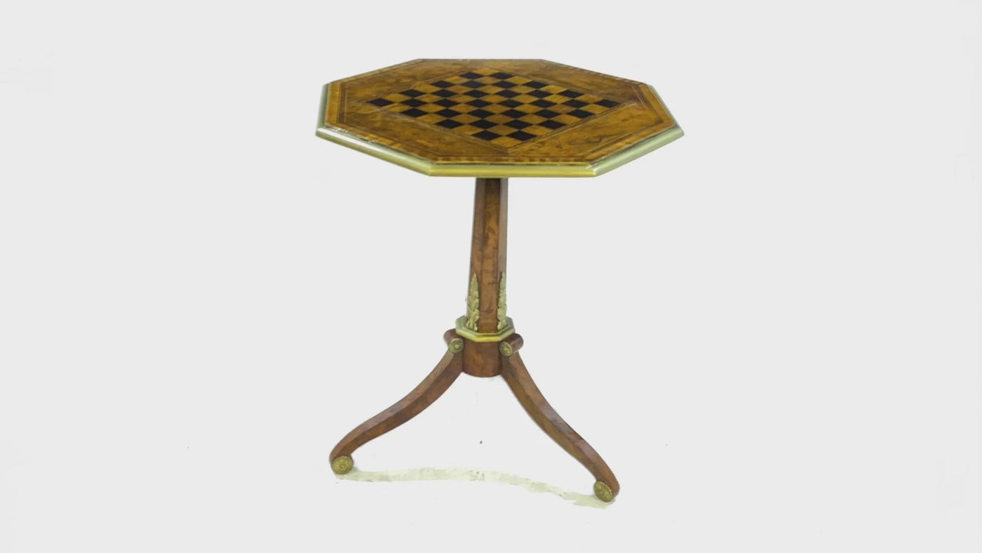Antique English Walnut, Satinwood and Ebony Chess Table c1880