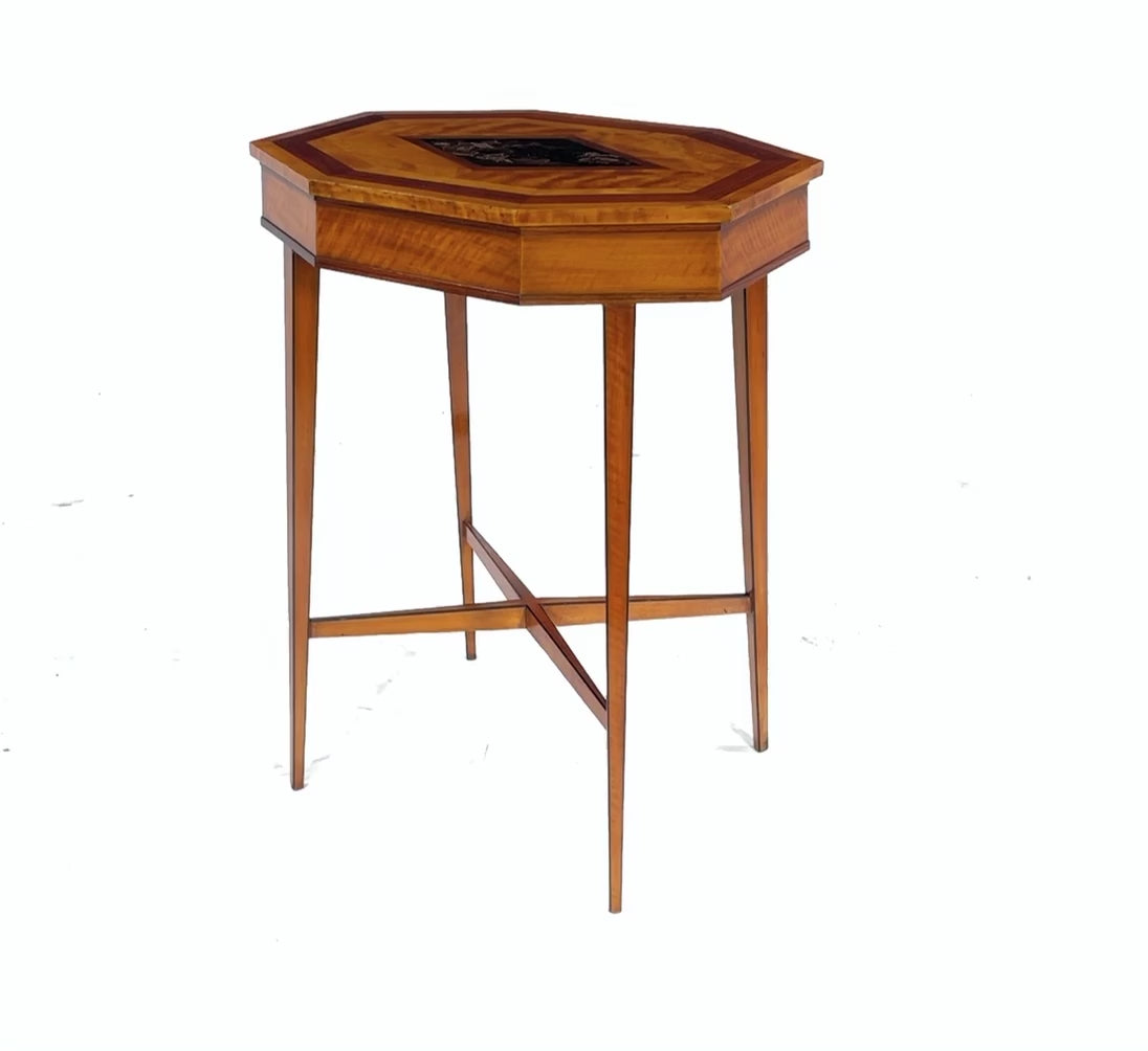 Antique Satinwood and Chinoiserie Side Table c1900