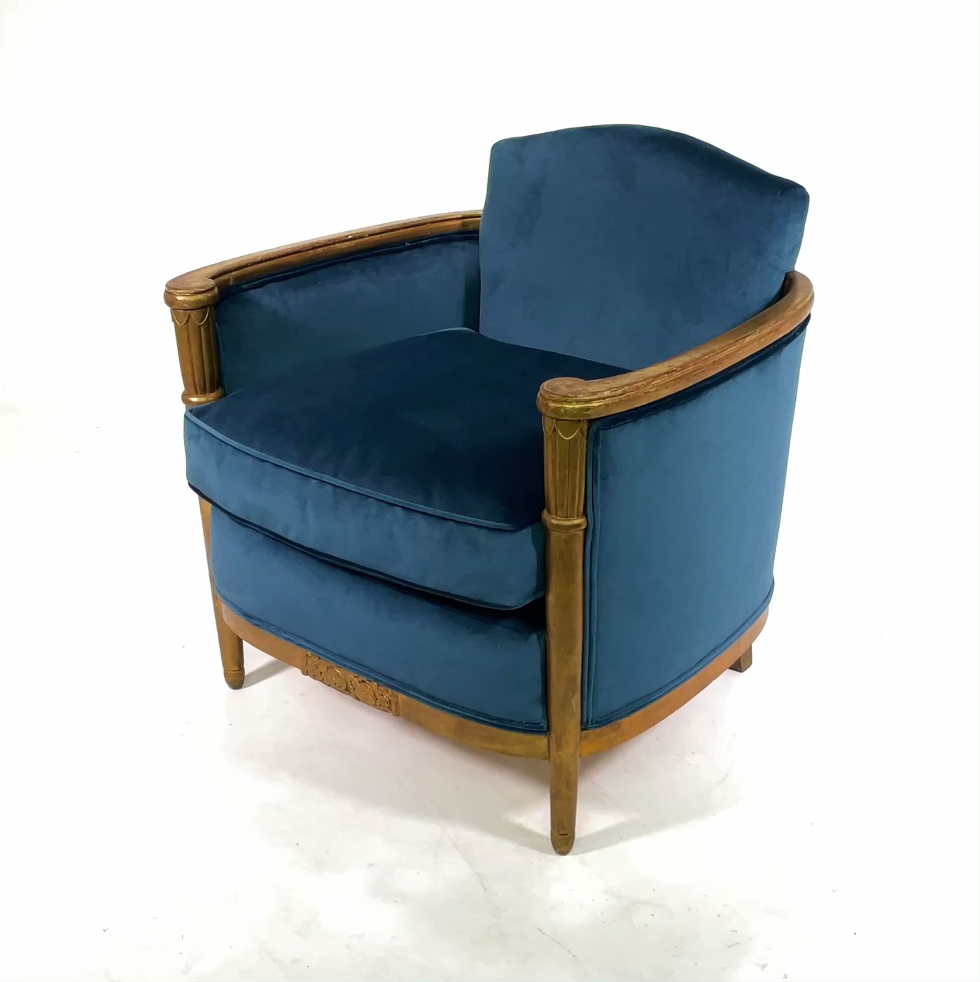 French Art Deco Armchair Parcel Gilt with Velvet video