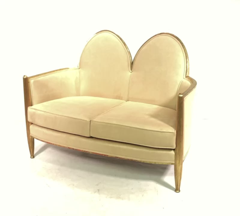French Art Deco Sofa in Parcel Gilt wood
