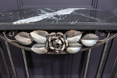Art Deco Metal and Marble Console Hall Table flower
