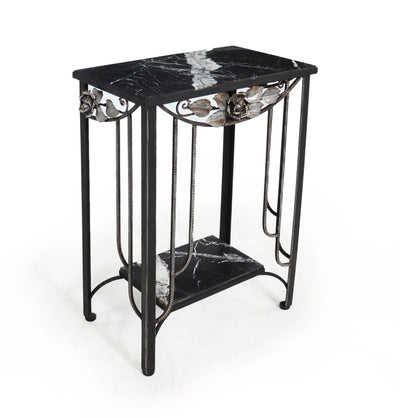 Art Deco Metal and Marble Console Hall Table side