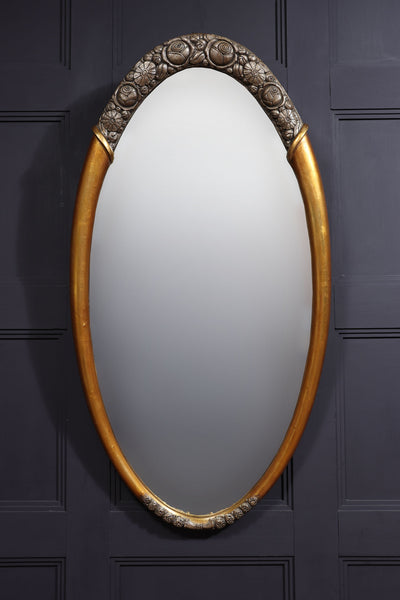 Art Deco Parcel Gilt Oval Mirror By Sue et Mare 1925