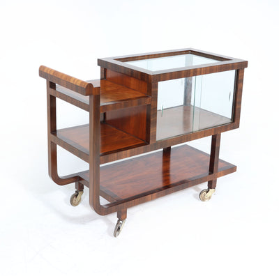 Art Deco Walnut Drinks Trolley right