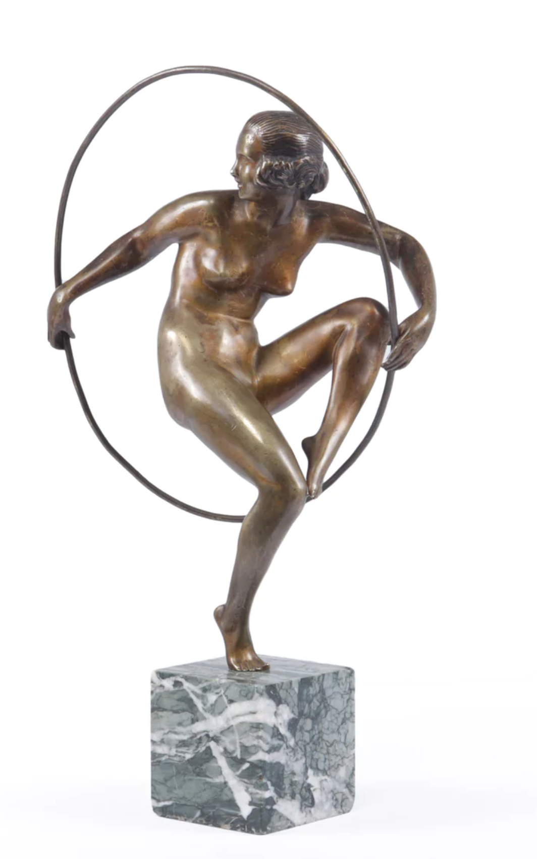 Art Deco Bronze  Hoop Dancer by A Bouraine c1920