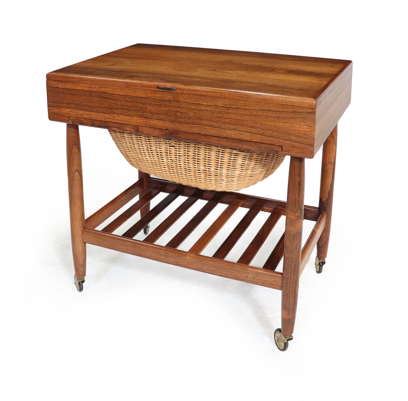 Danish Rosewood Sewing box by Ejvind Johansson c1960 side