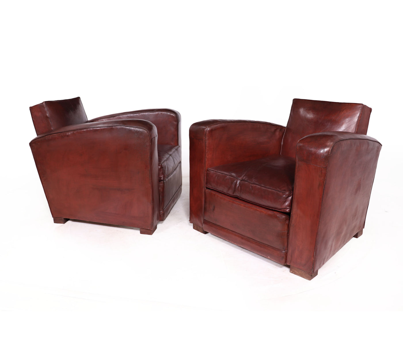 French Leather Club Chairs c1950 adnet