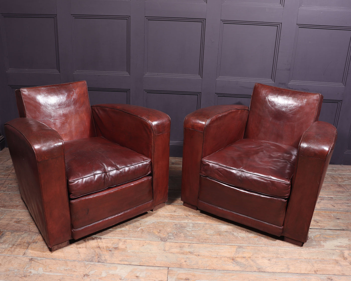French Leather Club Chairs c1950 room