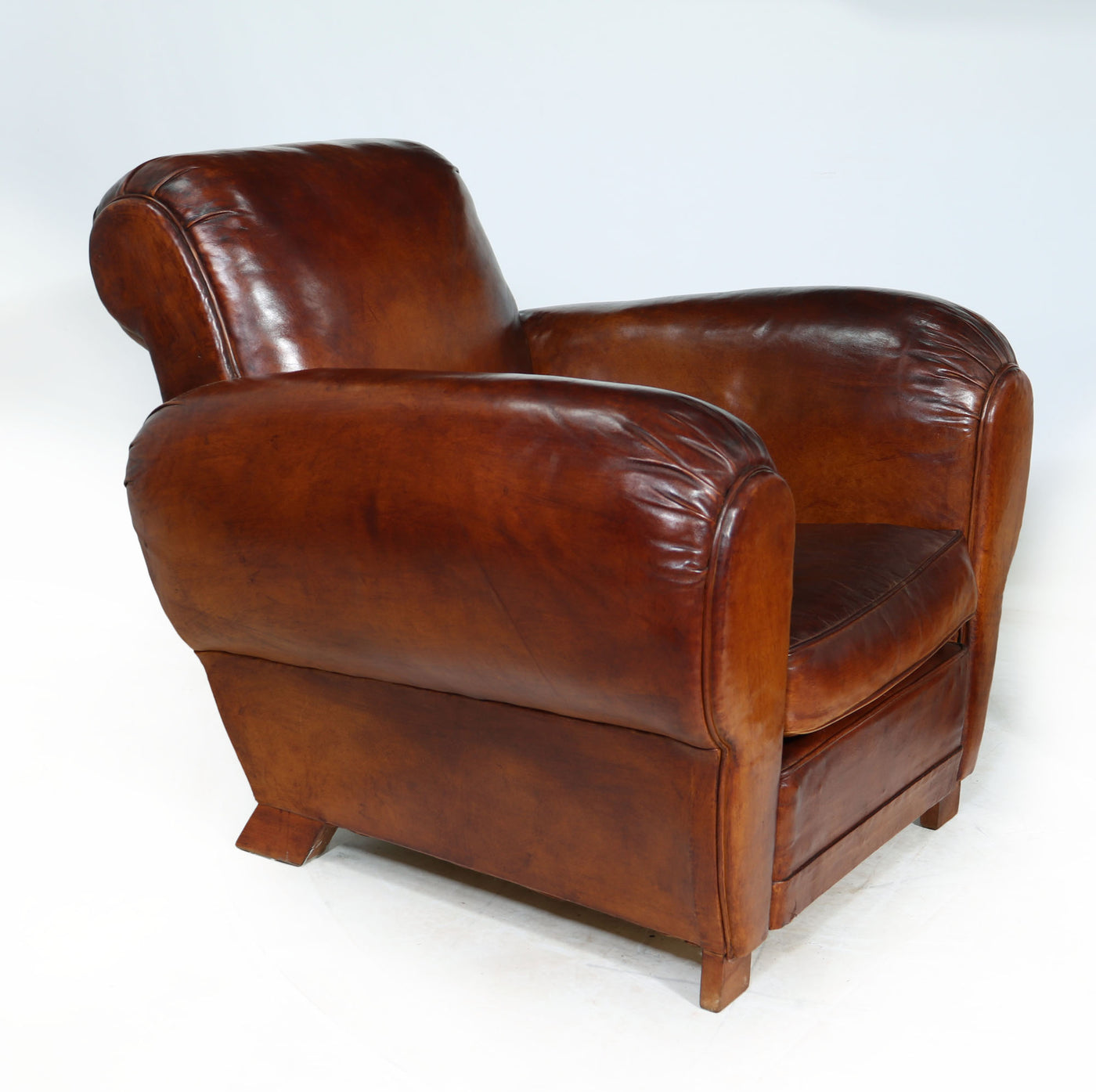 Pair of French Leather Club chairs vid