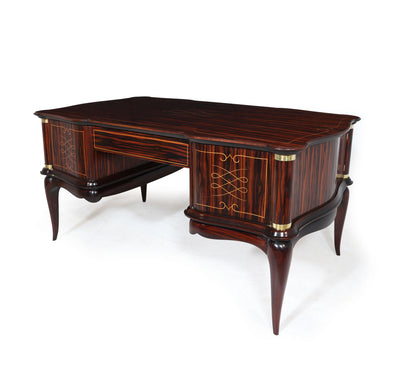 French Art Deco Desk Macassar Ebony back