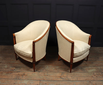 Pair of French Art Deco Bergere Armchairs